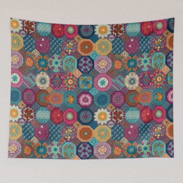 Item preview, Flowery Patchwork Crochet Blanket Pattern designed and sold by pinkal.