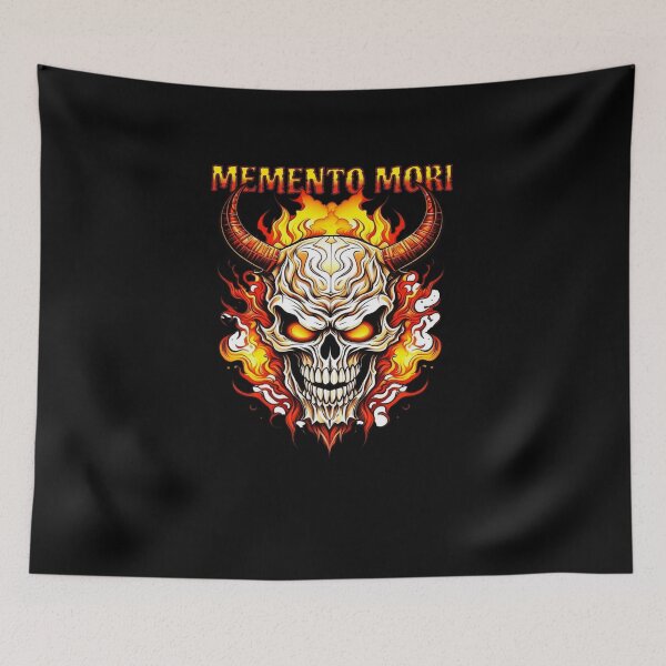 Item preview, Memento Mori Skull On Fire Devil Horns designed and sold by Manifest-Style.
