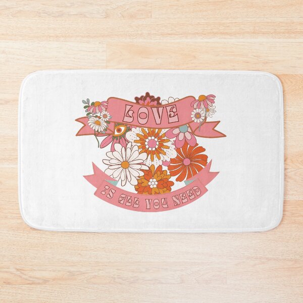 Item preview, Love is all you need on cute retro banners with flowers designed and sold by BritishDelights.