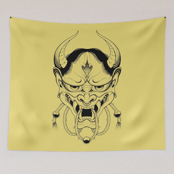 Item preview, Hannya Japanese Mask in Yellow designed and sold by Hellagreat.