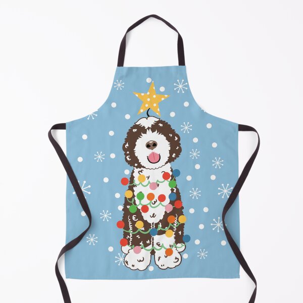 Item preview, Brown White Portuguese Water Dog Christmas Tree 3 designed and sold by Lulupainting.