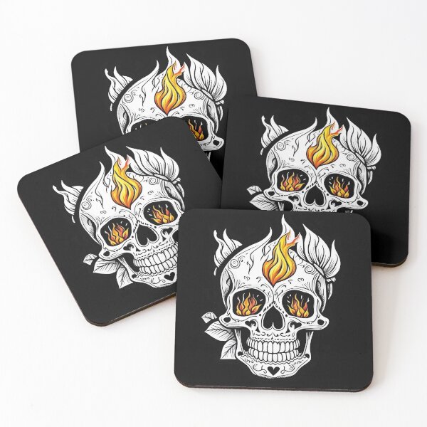 Item preview, Sugar Skull with Vision in Three Eyes, Eyes on Fire designed and sold by Skulls & Calaveras.