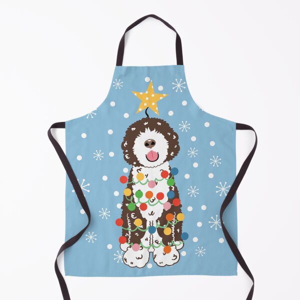 Item preview, Brown White Portuguese Water Dog Christmas Tree 5 designed and sold by Lulupainting.