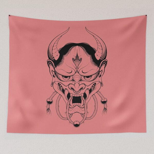 Item preview, Hannya Japanese Mask in Coral designed and sold by Hellagreat.