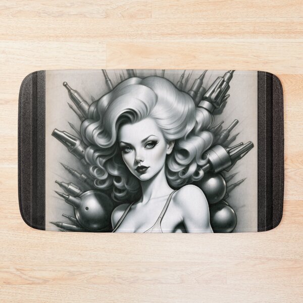Item preview, Barbenheimer Retro Fusion Atomic Mayhem Alluring Pin Up AI Concept Art by Xzendor7 designed and sold by Xzendor7 Digital Art Creations.