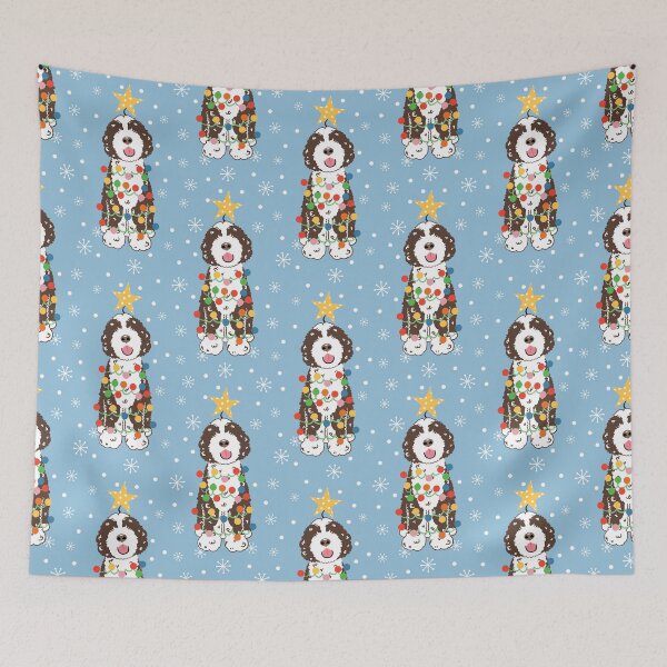 Item preview, Brown White Portuguese Water Dog Christmas Tree 6 designed and sold by Lulupainting.