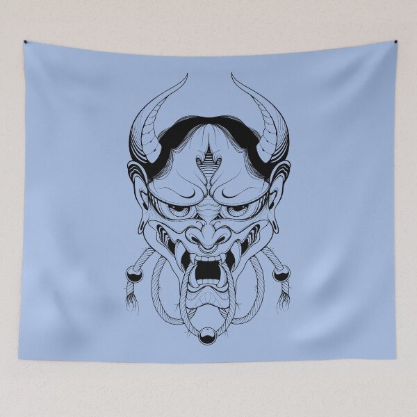 Item preview, Hannya Japanese Mask in Blue designed and sold by Hellagreat.