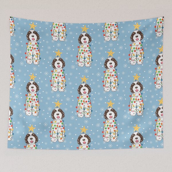Item preview, Brown White Portuguese Water Dog Christmas Tree 7 designed and sold by Lulupainting.