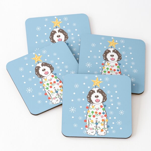 Item preview, Brown White Portuguese Water Dog Christmas Tree 7 designed and sold by Lulupainting.