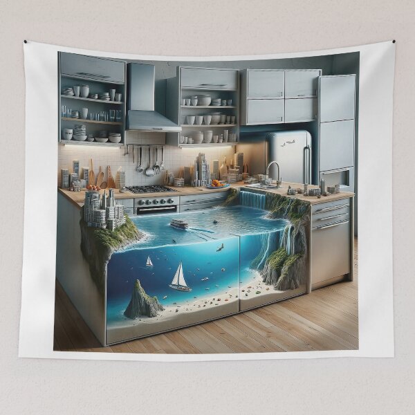 Item preview, Kitchen Beach - AI Art designed and sold by Oilix.