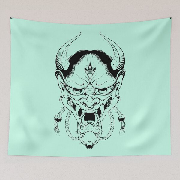 Item preview, Hannya Japanese Mask in Mint designed and sold by Hellagreat.