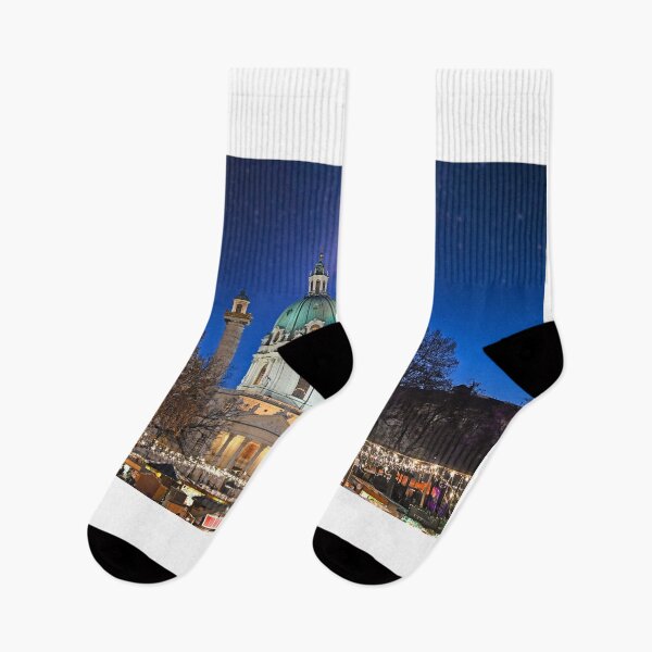 Item preview, Christmas market on Karlsplatz in Vienna at night designed and sold by goceris.