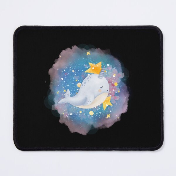 Item preview, Cute Narwhal Swimming Through Space Watercolor Illustration designed and sold by kuremureDesign.