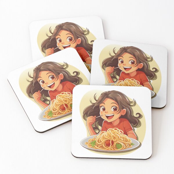 Item preview, Cute Girl Eating Spaghetti designed and sold by Riverside-Moon.