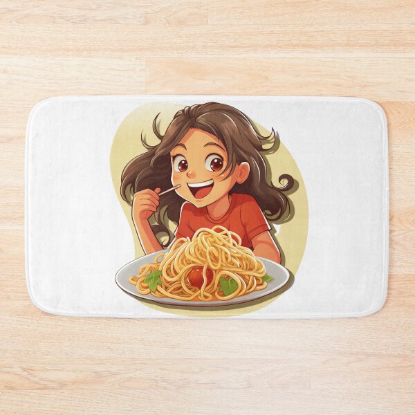 Item preview, Cute Girl Eating Spaghetti designed and sold by Riverside-Moon.