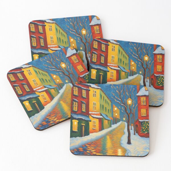 Item preview, Snowy Winter Night in Van Gogh style designed and sold by MadamEnne.