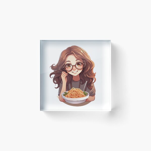 Item preview, Cute Girl Eating Spaghetti designed and sold by Riverside-Moon.