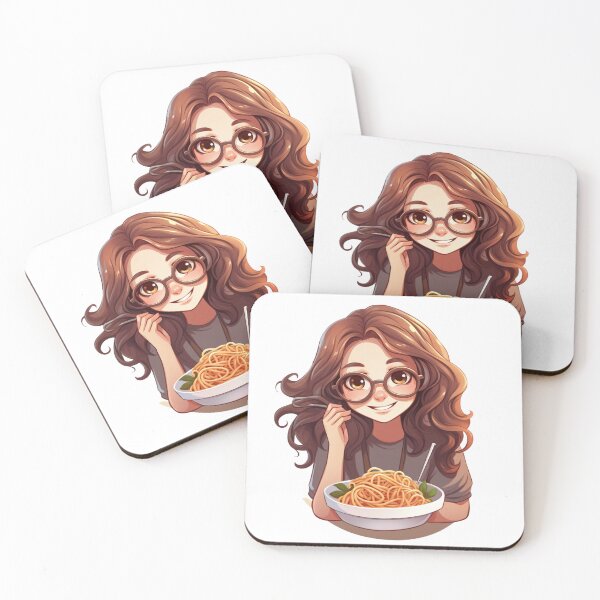 Item preview, Cute Girl Eating Spaghetti designed and sold by Riverside-Moon.
