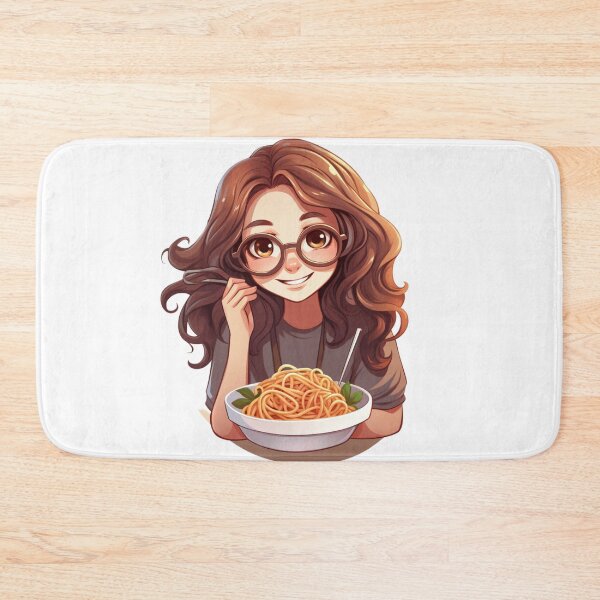 Item preview, Cute Girl Eating Spaghetti designed and sold by Riverside-Moon.