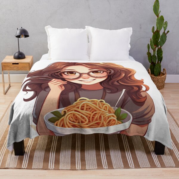 Item preview, Cute Girl Eating Spaghetti designed and sold by Riverside-Moon.
