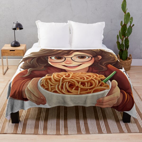 Item preview, Cute Girl Eating Spaghetti designed and sold by Riverside-Moon.