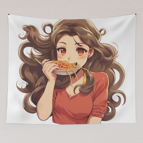 Item preview, Cute Girl Eating Spaghetti designed and sold by Riverside-Moon.