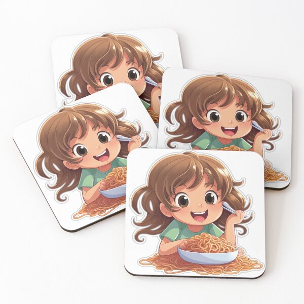 Item preview, Cute Girl Eating Spaghetti designed and sold by Riverside-Moon.