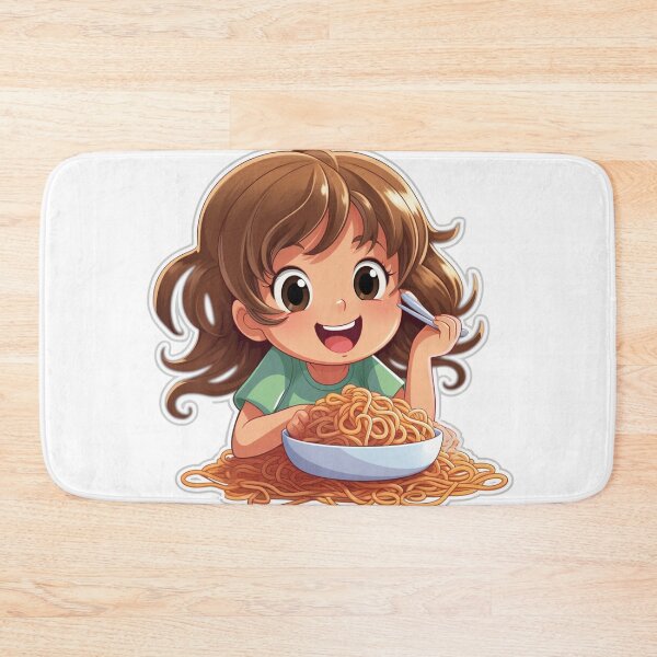 Item preview, Cute Girl Eating Spaghetti designed and sold by Riverside-Moon.