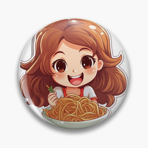 Item preview, Cute Girl Eating Spaghetti designed and sold by Riverside-Moon.
