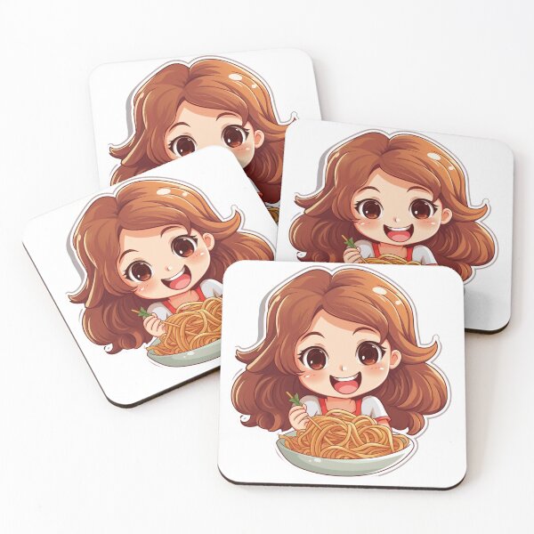 Item preview, Cute Girl Eating Spaghetti designed and sold by Riverside-Moon.
