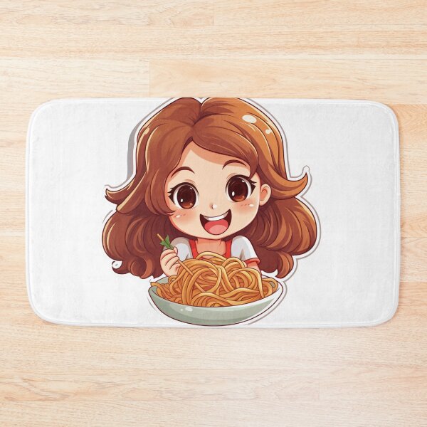 Item preview, Cute Girl Eating Spaghetti designed and sold by Riverside-Moon.