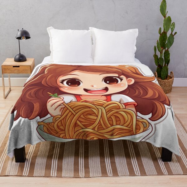 Item preview, Cute Girl Eating Spaghetti designed and sold by Riverside-Moon.