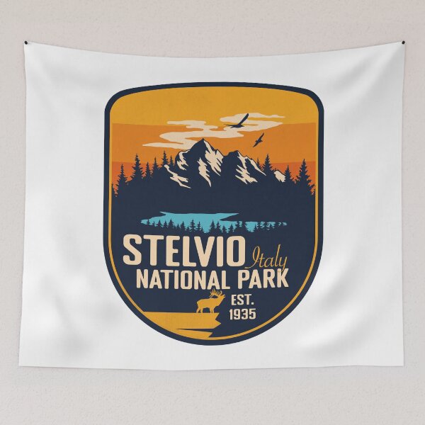 Item preview, Stelvio National Park Italy Retro Badge designed and sold by mountainfad.