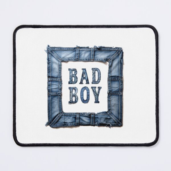 Item preview, Bad boy, jeans letters in the jeans frame, old blue jeans, blue artwork designed and sold by silent-violin.