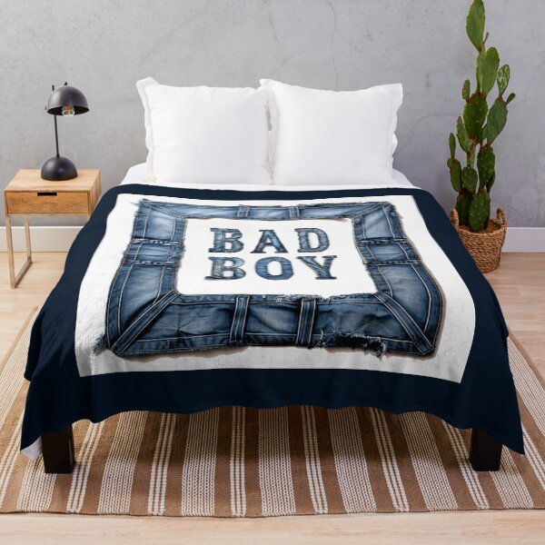 Item preview, Bad boy, jeans letters in the jeans frame, old blue jeans, blue artwork designed and sold by silent-violin.