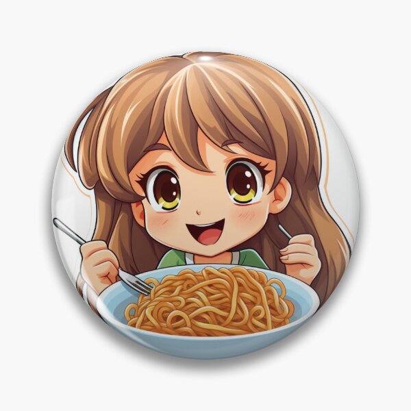 Item preview, Cute Girl Eating Spaghetti designed and sold by Riverside-Moon.