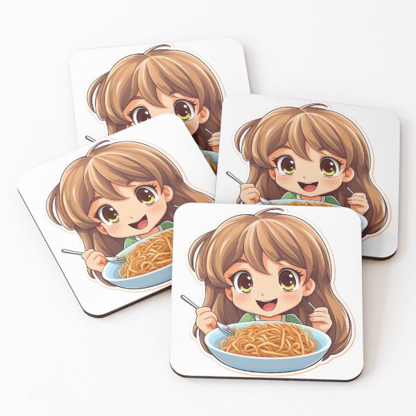 Item preview, Cute Girl Eating Spaghetti designed and sold by Riverside-Moon.