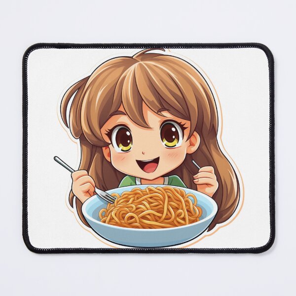 Item preview, Cute Girl Eating Spaghetti designed and sold by Riverside-Moon.