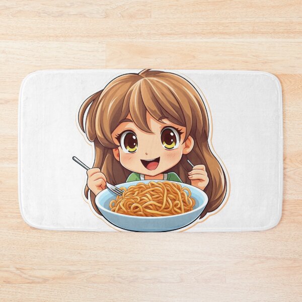 Item preview, Cute Girl Eating Spaghetti designed and sold by Riverside-Moon.