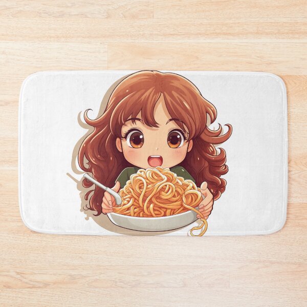 Item preview, Cute Girl Eating Spaghetti designed and sold by Riverside-Moon.