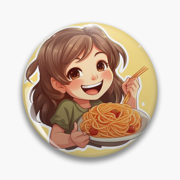 Item preview, Cute Girl Eating Spaghetti designed and sold by Riverside-Moon.