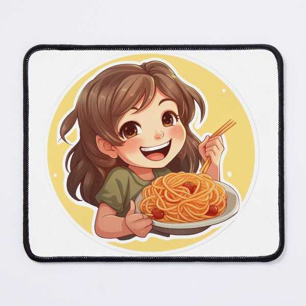 Item preview, Cute Girl Eating Spaghetti designed and sold by Riverside-Moon.