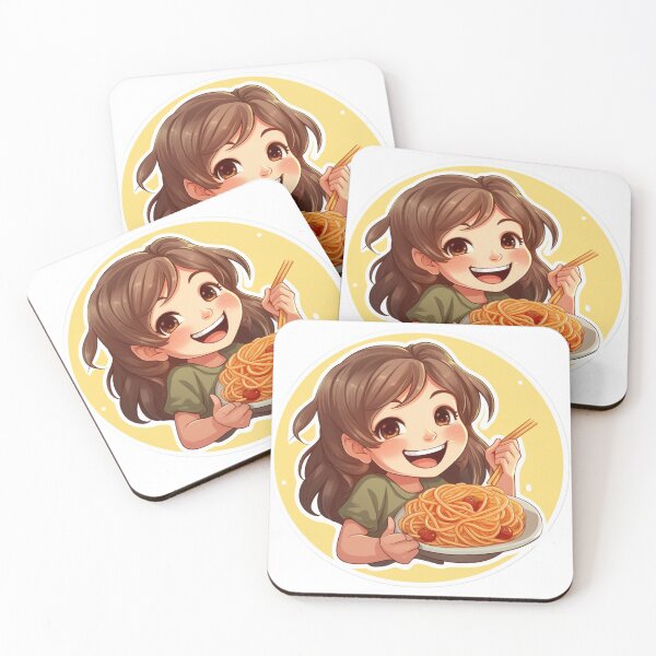 Item preview, Cute Girl Eating Spaghetti designed and sold by Riverside-Moon.