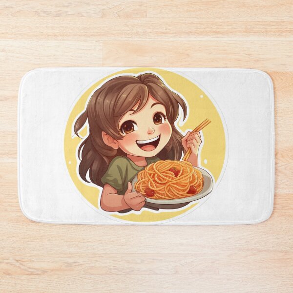 Item preview, Cute Girl Eating Spaghetti designed and sold by Riverside-Moon.