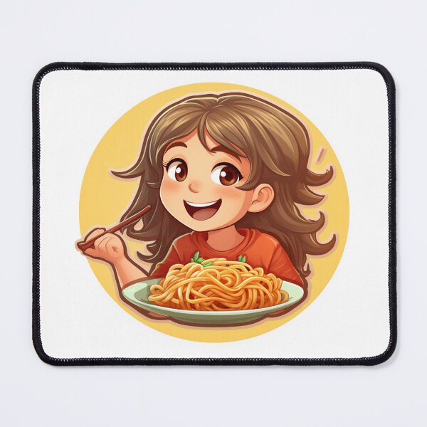 Item preview, Cute Girl Eating Spaghetti designed and sold by Riverside-Moon.