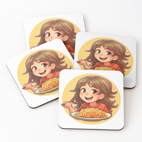 Item preview, Cute Girl Eating Spaghetti designed and sold by Riverside-Moon.