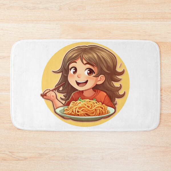 Item preview, Cute Girl Eating Spaghetti designed and sold by Riverside-Moon.