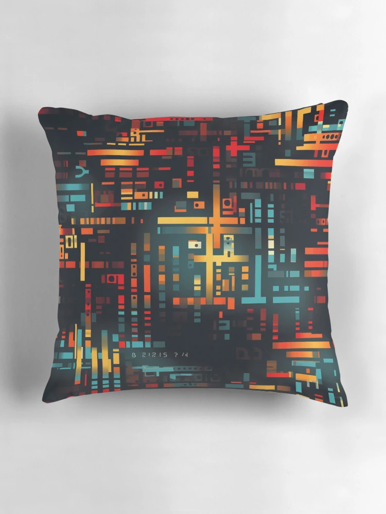Thumbnail 3 of 4, Pillow, Digital Code Abstract Pattern designed and sold by SideSignal.