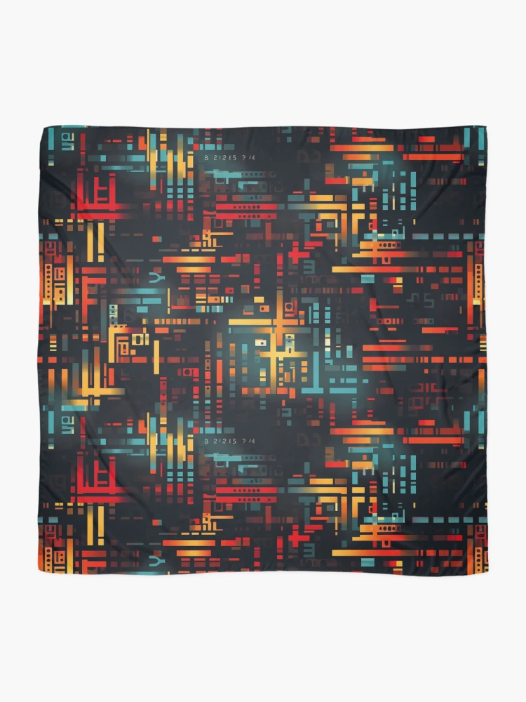 Thumbnail 2 of 3, Scarf, Digital Code Abstract Pattern designed and sold by SideSignal.