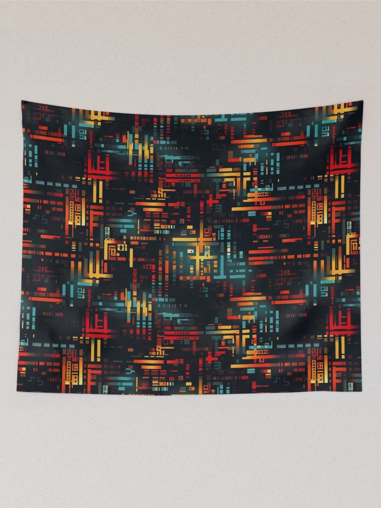 Thumbnail 2 of 3, Tapestry, Digital Code Abstract Pattern designed and sold by SideSignal.